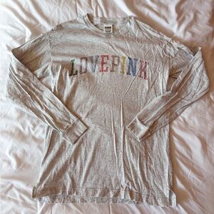 PINK Victoria’s Secret Light Grey Long Sleeve Tee Size XS